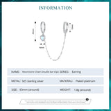 925 Silver Moonstone Double Circle Tassel Hoop Earrings