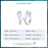 925 Silver Opal Hoop Earrings Geometric Ear Buckles for Women