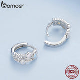 925 Silver Opal Round Bead Hoop Earrings for Women Man