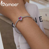 925 Sterling Silver CZ Heart Charm for Bracelet DIY Making