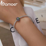925 Sterling Silver CZ Purple Tulip Charm for Bracelet & Bangle