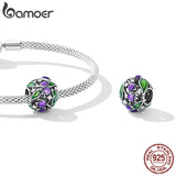 925 Sterling Silver CZ Purple Tulip Charm for Bracelet & Bangle