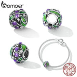 925 Sterling Silver CZ Purple Tulip Charm for Bracelet & Bangle
