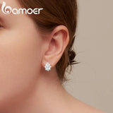 925 Silver CZ Water-Drop Zircon Hoop Earrings for Women