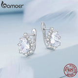 925 Silver CZ Water-Drop Zircon Hoop Earrings for Women