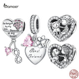 925 Silver Pet Heart Charms Dog Family Love Pendant Jewelry