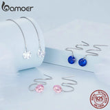 925 Silver Zircon Drop Tassel Earrings