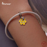 925 Sterling Silver Pink Butterfly & Flower Charms for DIY Bracelet & Bangle