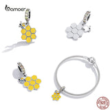 925 Sterling Silver Pink Butterfly & Flower Charms for DIY Bracelet & Bangle