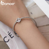 925 Silver Pink CZ Geometric Heart Bead Bracelet BSC695