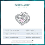 925 Silver Pink CZ Geometric Heart Bead Bracelet BSC695