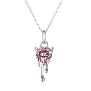 925 Silver Pink Heart Gemstone Necklace Snowdrops Pendant Anniversary Gift
