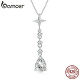 925 Silver Pink Heart Gemstone Necklace Snowdrops Pendant