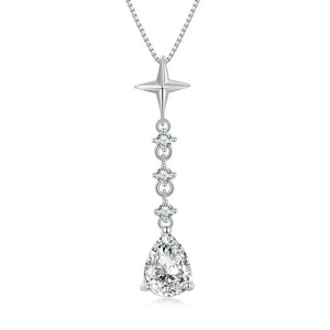 925 Silver Pink Heart Gemstone Necklace Snowdrops Pendant