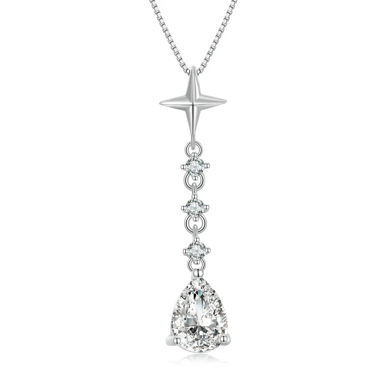 925 Silver Pink Heart Gemstone Necklace Snowdrops Pendant