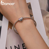 925 Silver Pink Zircon Heart Sisterhood Bead Charm Bracelet Forever Sister