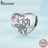 925 Silver Pink Zircon Heart Sisterhood Bead Charm Bracelet Forever Sister