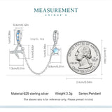 925 Silver Plane & Star Safety Chain for Bracelet Bangle BSC738