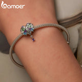 925 Silver Plated Love Angel Charm Bracelet Bead With Zircon Pendant