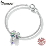 925 Silver Plated Love Angel Charm Bracelet Bead With Zircon Pendant
