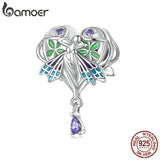 925 Silver Plated Love Angel Charm Bracelet Bead With Zircon Pendant
