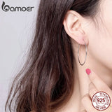 Bamoer 925 Sterling Silver Big Hoop Earrings Women 30mm 40mm 50mm