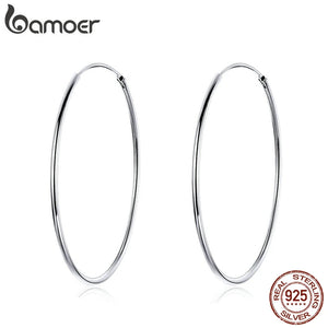 Bamoer 925 Sterling Silver Big Hoop Earrings Women 30mm 40mm 50mm