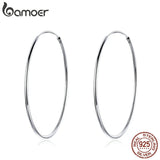 Bamoer 925 Sterling Silver Big Hoop Earrings Women 30mm 40mm 50mm
