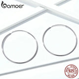 Bamoer 925 Sterling Silver Big Hoop Earrings Women 30mm 40mm 50mm