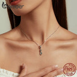 925 Silver Prince of the Sea Pendant Necklace CZ Women Birthday Jewelry