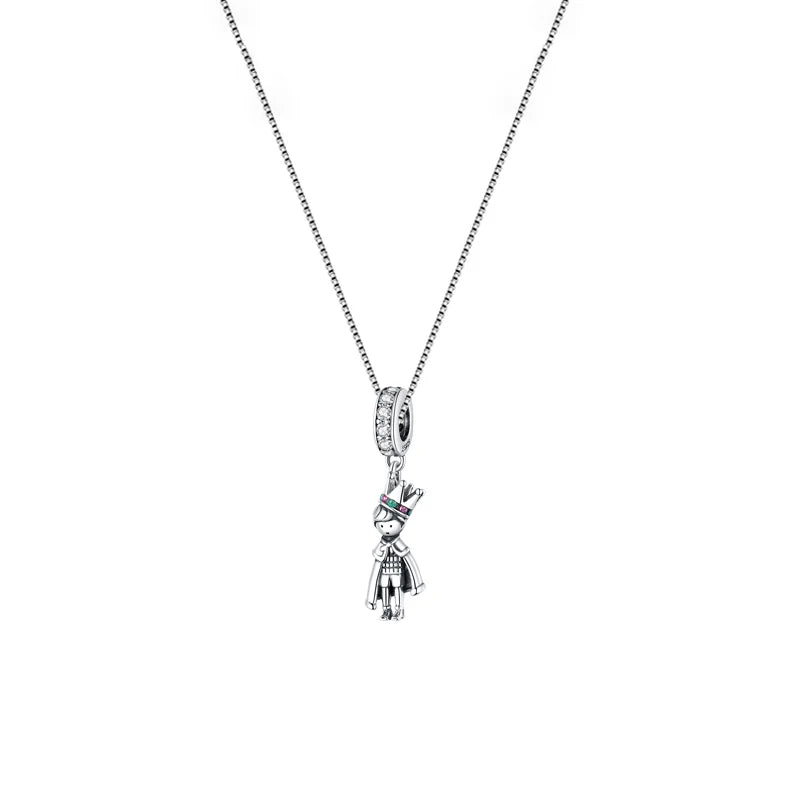 925 Silver Prince of the Sea Pendant Necklace CZ Women Birthday Jewelry