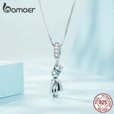 925 Silver Prince of the Sea Pendant Necklace CZ Women Birthday Jewelry