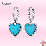 925 Silver Turquoise Pendant Heart Earrings Set