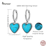 925 Silver Turquoise Pendant Heart Earrings Set