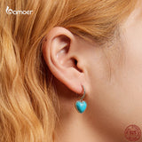 925 Silver Turquoise Pendant Heart Earrings Set