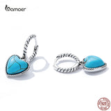 925 Silver Turquoise Pendant Heart Earrings Set