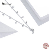 925 Sterling Silver Moon & Star Pendant Necklace for Women