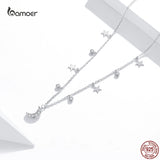 925 Sterling Silver Moon & Star Pendant Necklace for Women