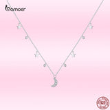 925 Sterling Silver Moon & Star Pendant Necklace for Women