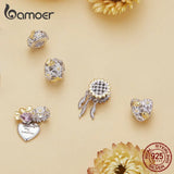 925 Silver Purple Crystal Ear Buckle Fine Rainbow CZ Earrings Jewelry