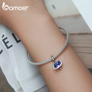 925 Silver Purple Heart Pendant Beads Star Planet Charms for DIY Bracelet Bangle