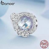 925 Silver Purple Stone Rose Vine Bead Charms Bracelet Bangle BSC704