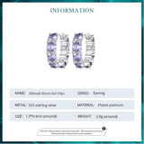 925 Silver Purple Zircon CZ Hoop Earrings BSE749
