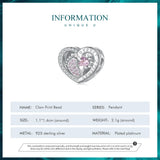 925 Silver Purple Zircon Heart Beads Footprint Charms Bracelet