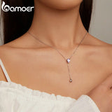 925 Silver Purple Zircon Lily Valley Pendant Necklace for Women
