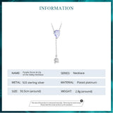 925 Silver Purple Zircon Lily Valley Pendant Necklace for Women