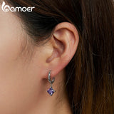 925 Silver Purple-Zirconia Drop Earrings for Women Dangle Earrings
