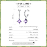 925 Silver Purple-Zirconia Drop Earrings for Women Dangle Earrings