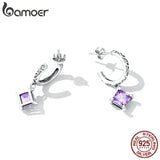 925 Silver Purple-Zirconia Drop Earrings for Women Dangle Earrings