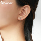 925 Silver Rainbow Half Hoop Earrings Real CZ Wedding Jewelry